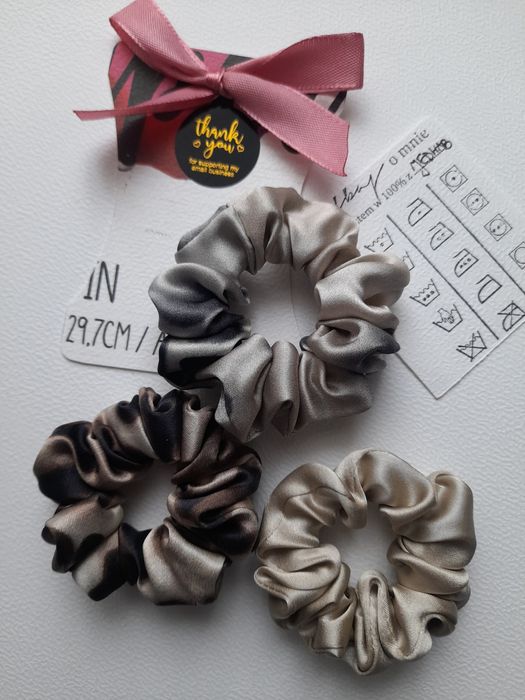 3 x jedwabna gumka mini scrunchie