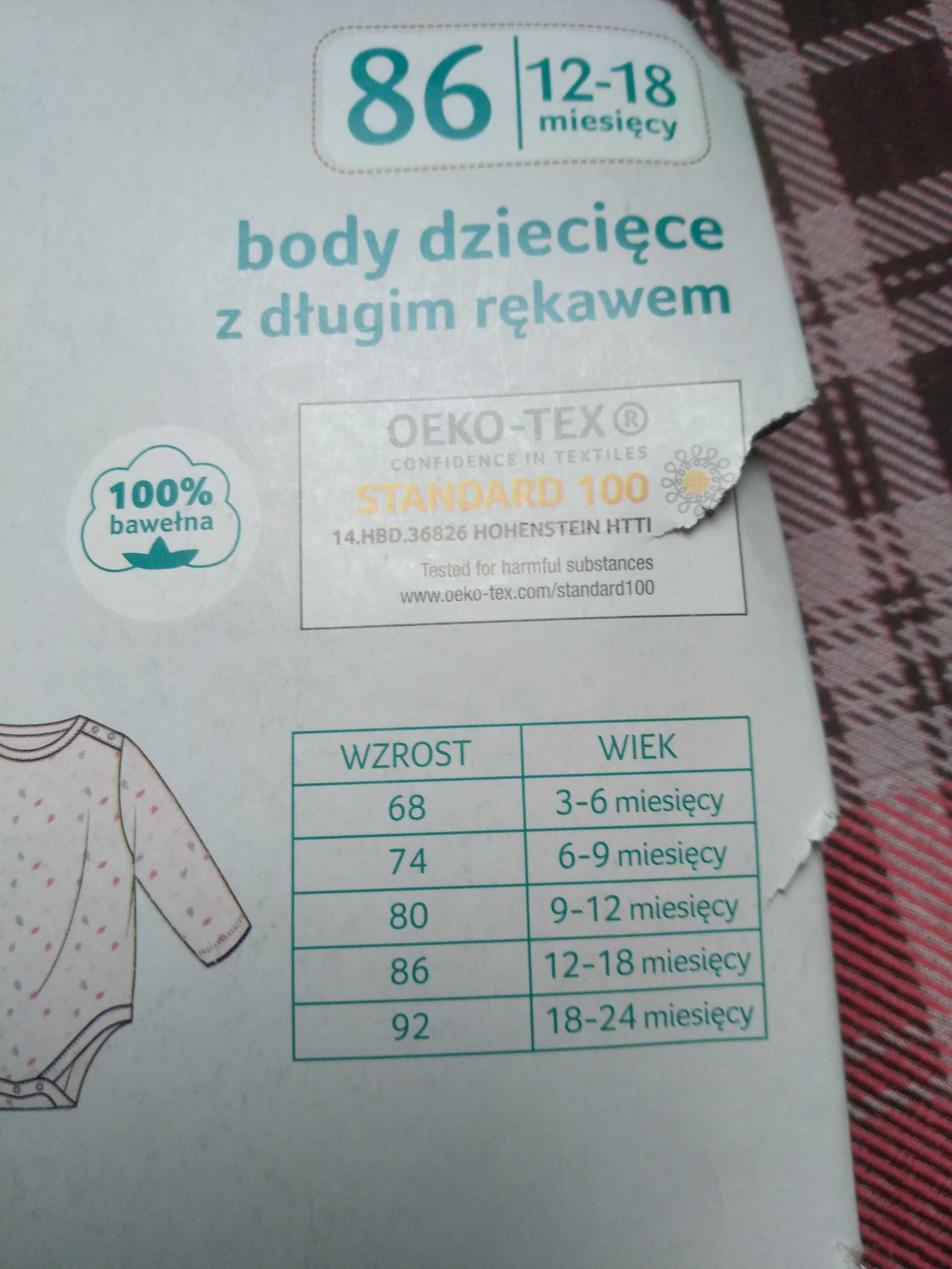 Body dziecięce z dł rękawem rozm 86 Dada 3 pak