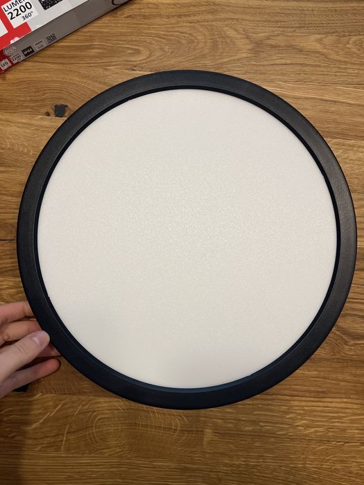 Nowy! Plafon lampa sufitowa, czarna ramka okrągła 29,3 cm ciepla 4000K