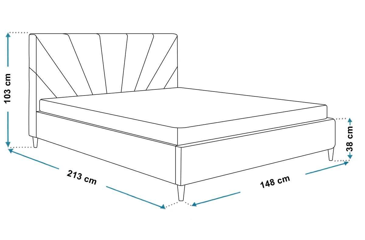 Łóżko tapicerowane bez pojemnika Hugo 140x200 cm nóżki