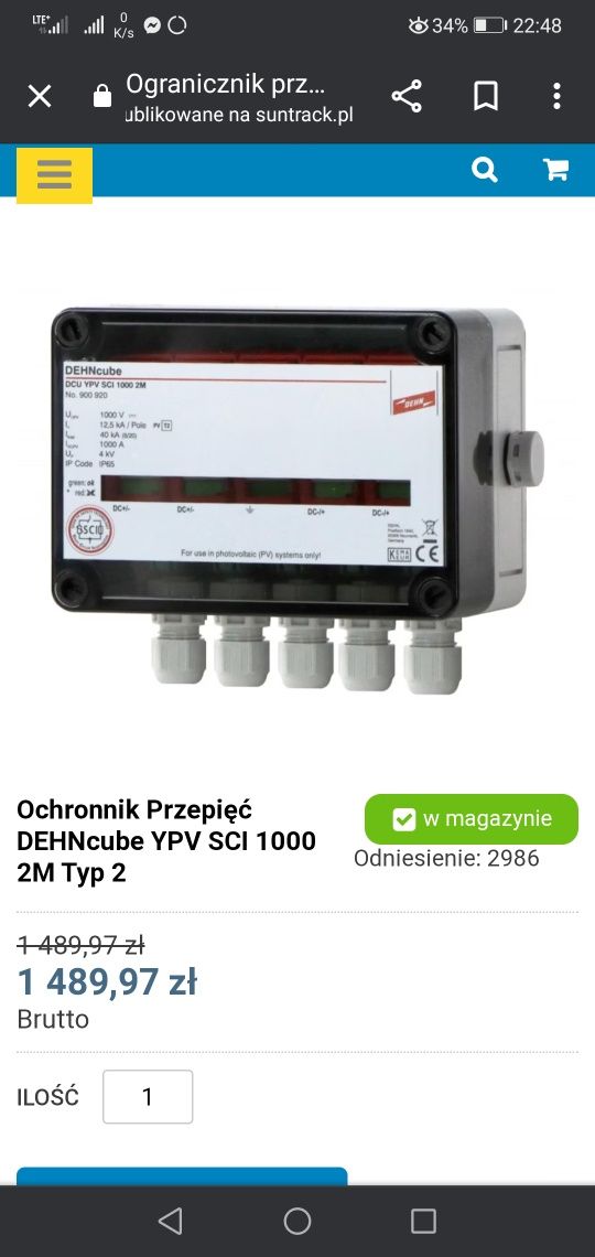 DEHNCUBE DCU YPV SCI 1000 2M IP65 Ogranicznik przepięć (PV)