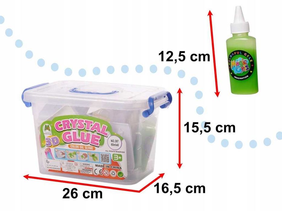 Slime zel 3D crystal glue zestaw kreatywny dla dzieci 26 elementow