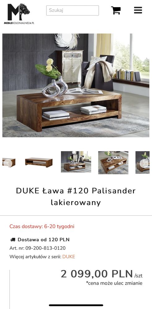 Stół kolonialny ława stolik kawowy Palisander Kler Duke Ikea 110x60