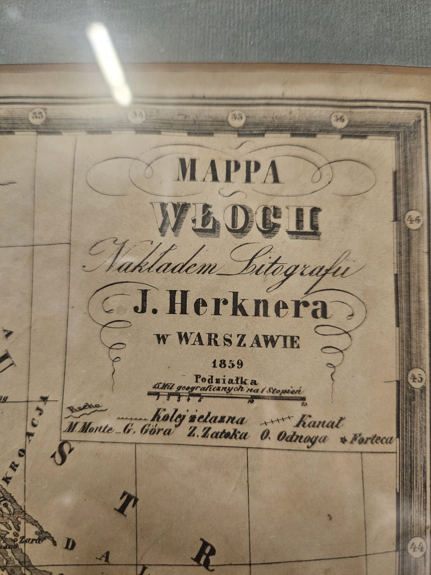 Stare mapy Francji i Włoch datowane 1859 wydawnictwo J.Herknera