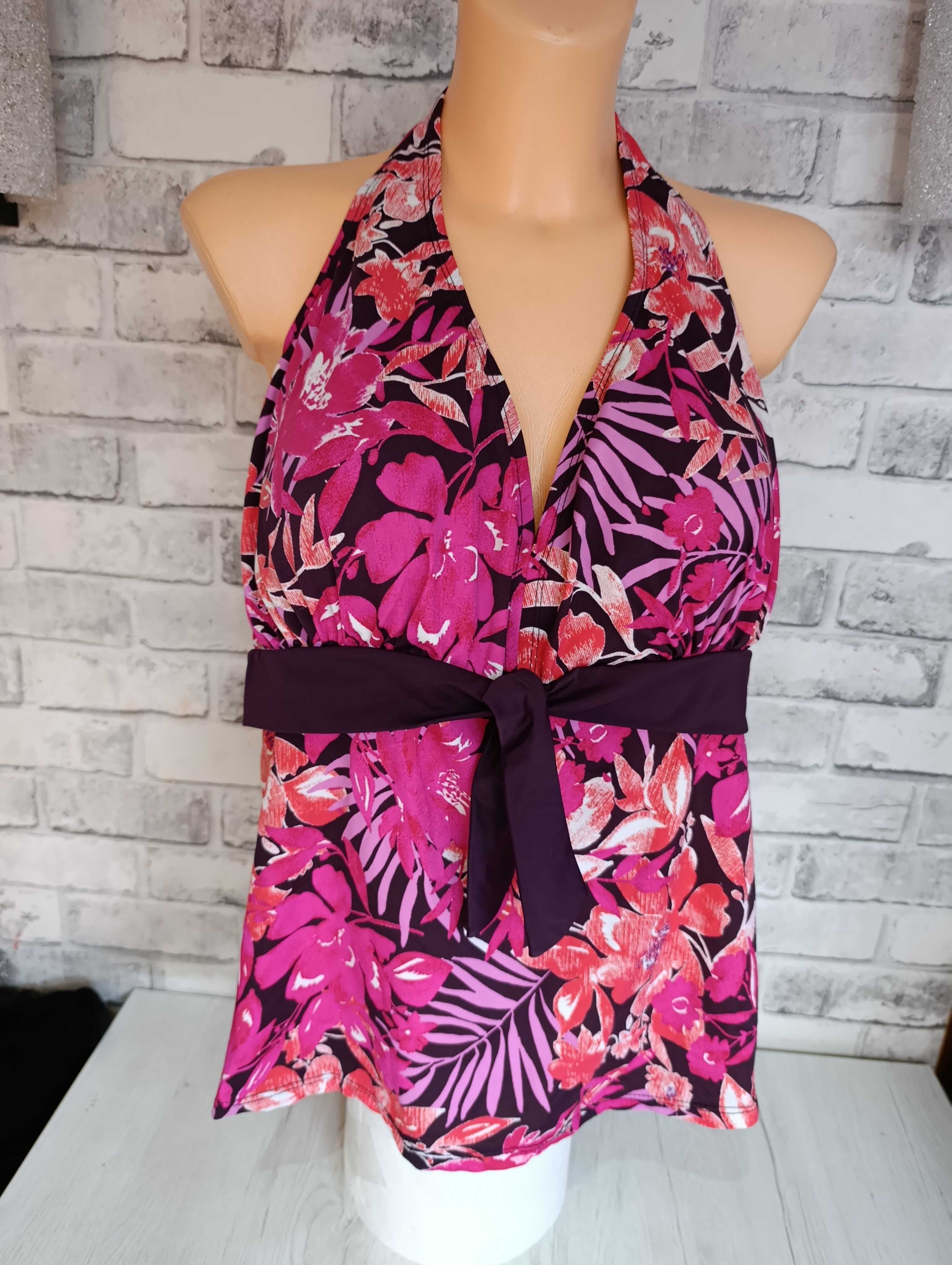 tankini 3XL kwiaty różowe strój kostium kąpielowy bluzka kąpielowa