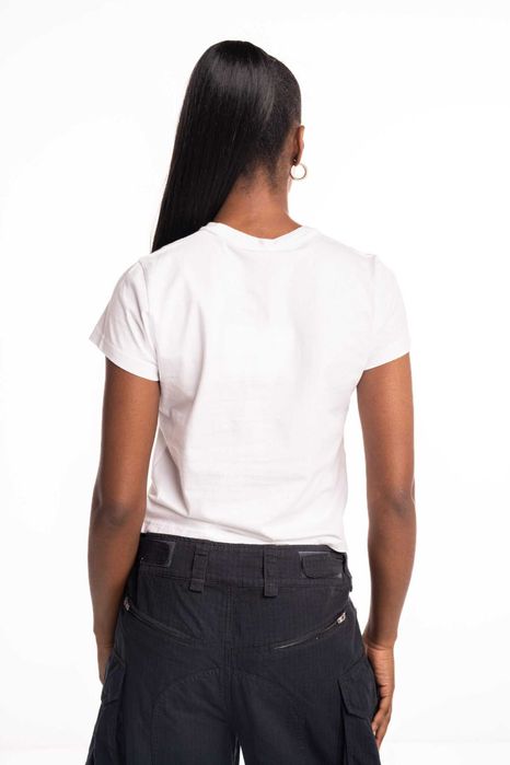 Футболка Alexander Wang Distressed Logo Shrunken Tee White