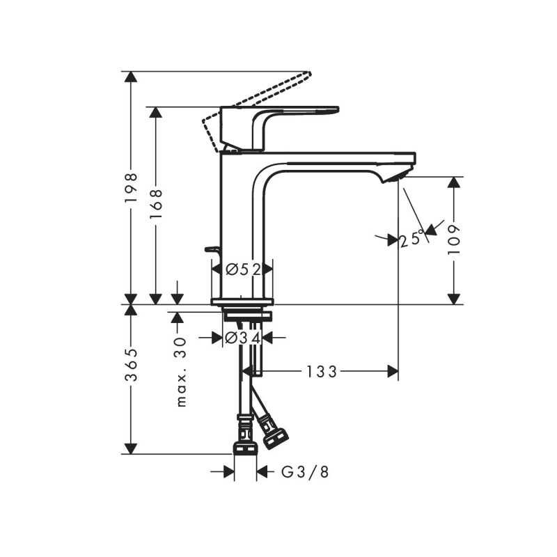 Hansgrohe Rebris S Bateria umywalkowa z korkiem czarny mat