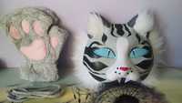 Maska kota Therian furry+ rękawiczki kocie łapki