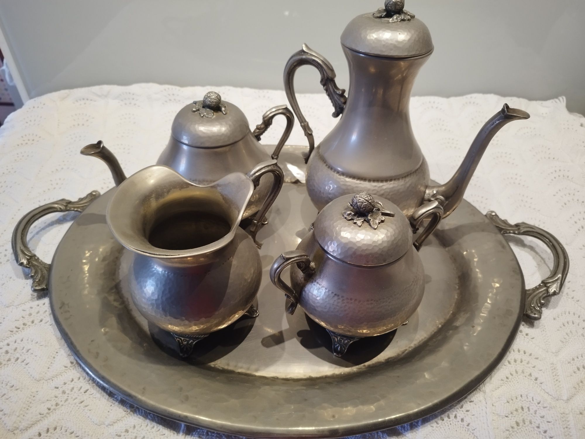 Conjunto de chá/café em estanho