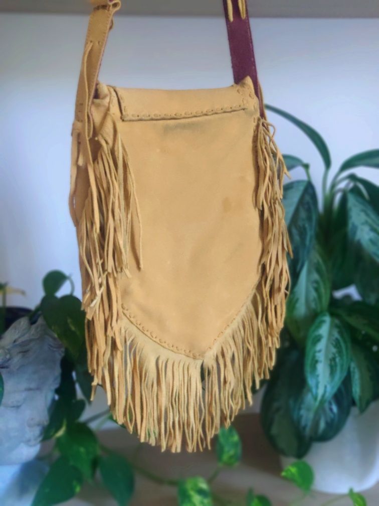 Skórzana torba zamsz skóra 100% etno boho vintage