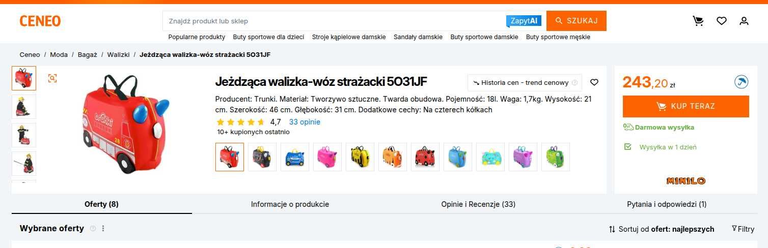 Jeżdząca walizka-wóz strażacki 5O31JF