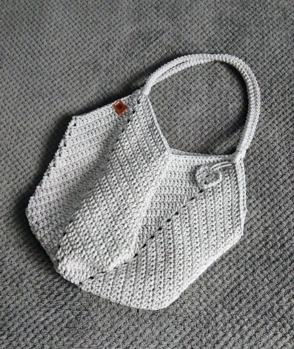 Torebka Tulipan ze sznurka bawełnianego.100 % handmade.