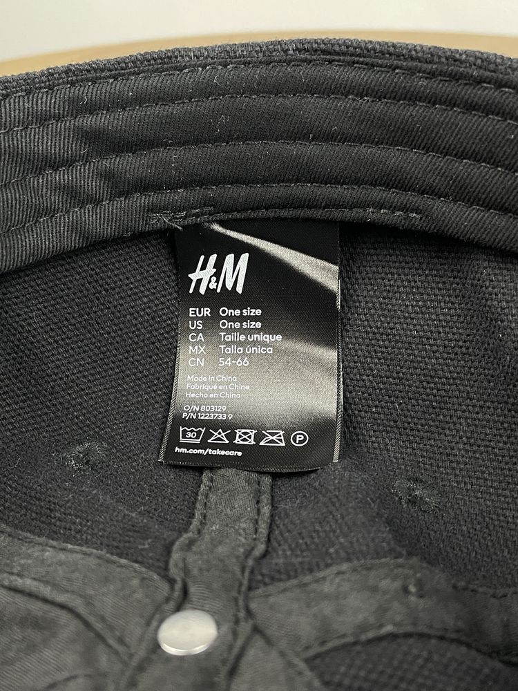 Кепка H&M Canvas Cap чорна унісекс чоловіча жіноча на літо