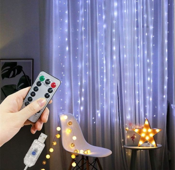 Акція! Гірлянда шторка 3*3м, 3*2м, біла жовта ОПТ