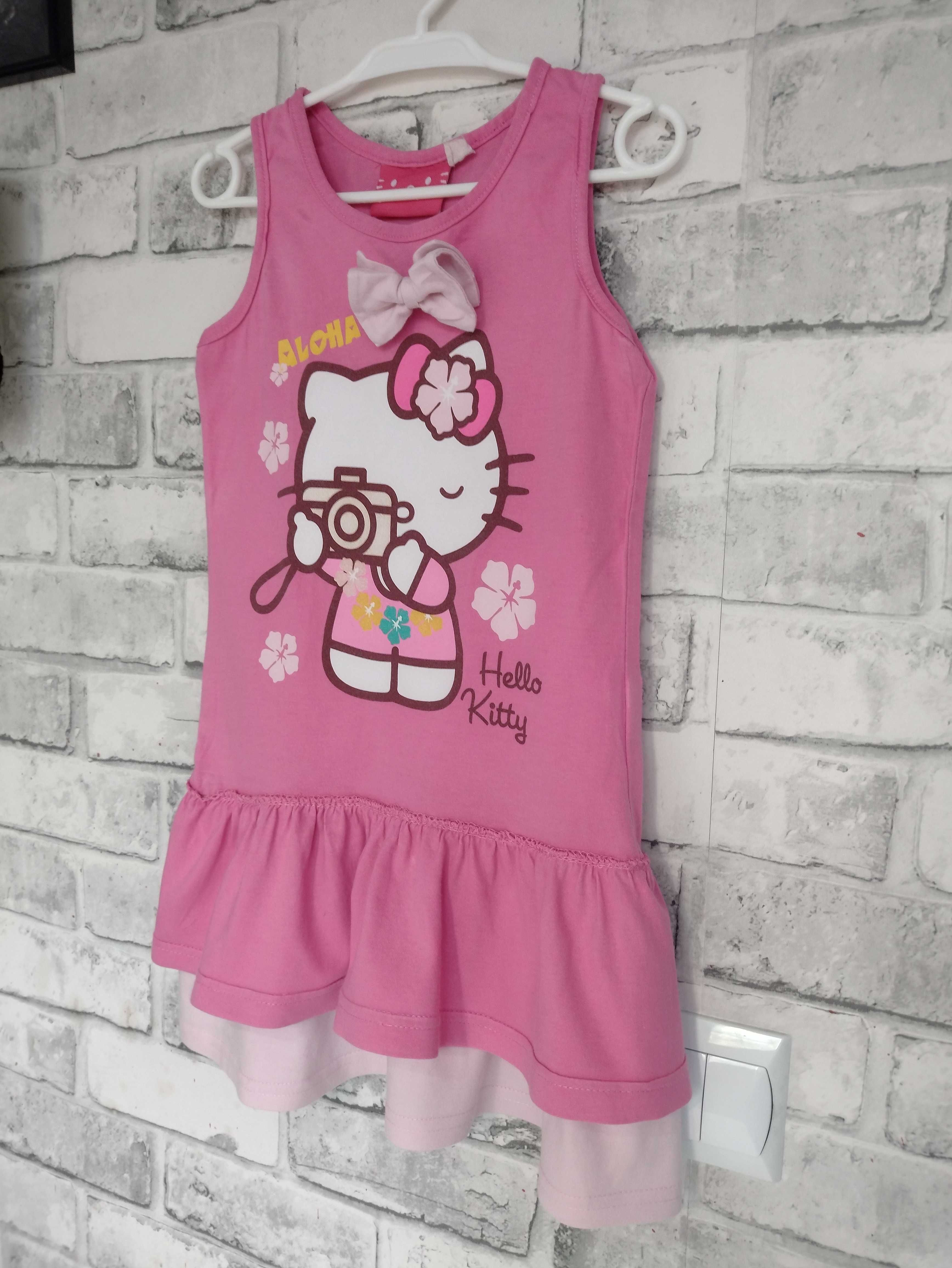 Hello kitty różowa 110 sukienka z kotkiem kotek kot bez rękawów kotem