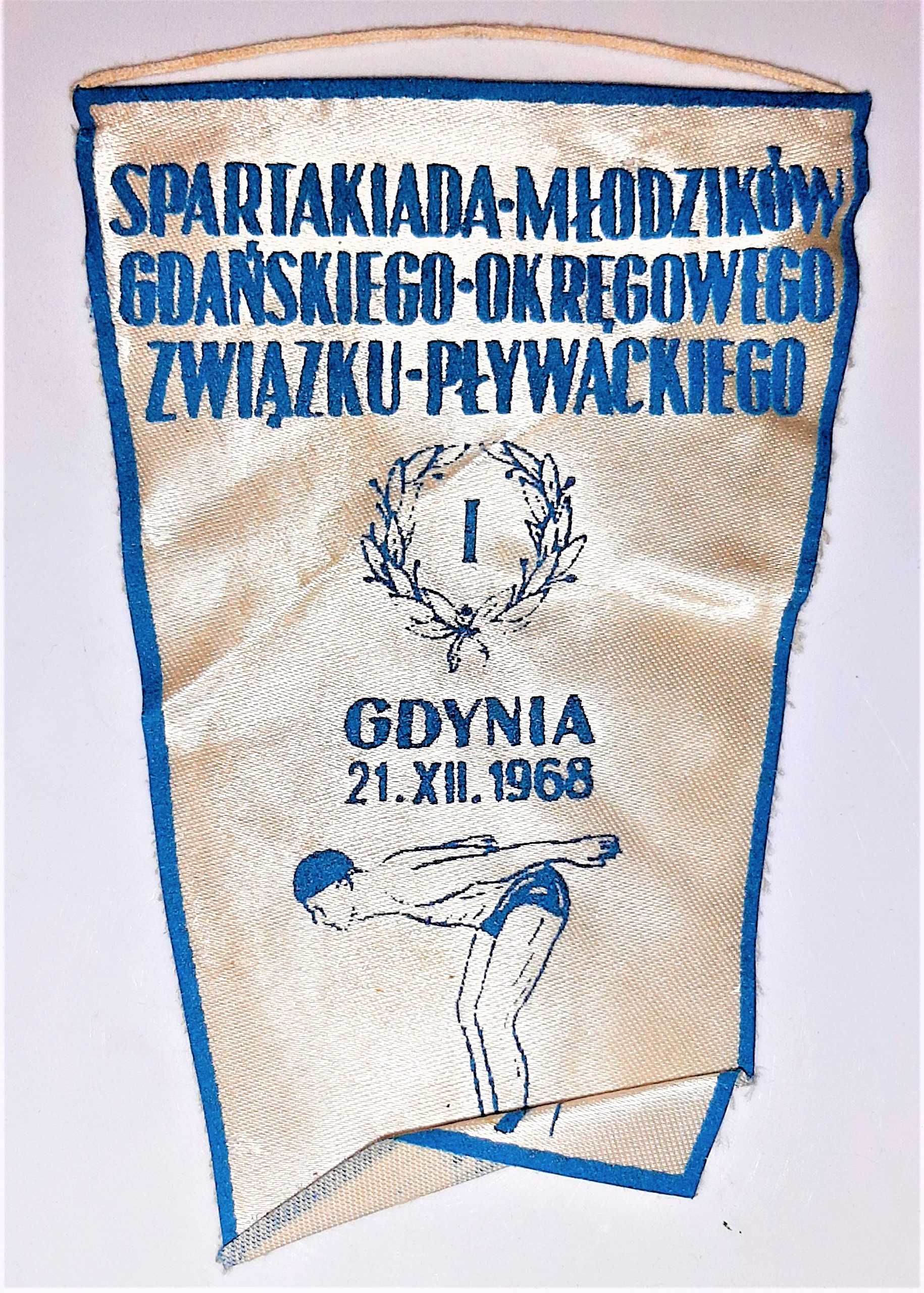 Proporczyk Gdynia Spartakiada Pływacka I miejsce 1968