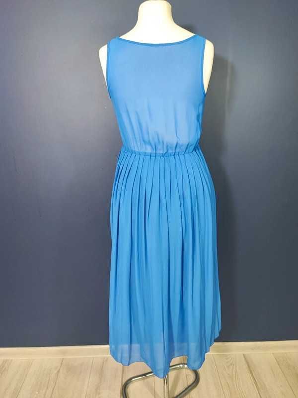 3336. Niebieska kobaltowa asymetryczna sukienka 38 M