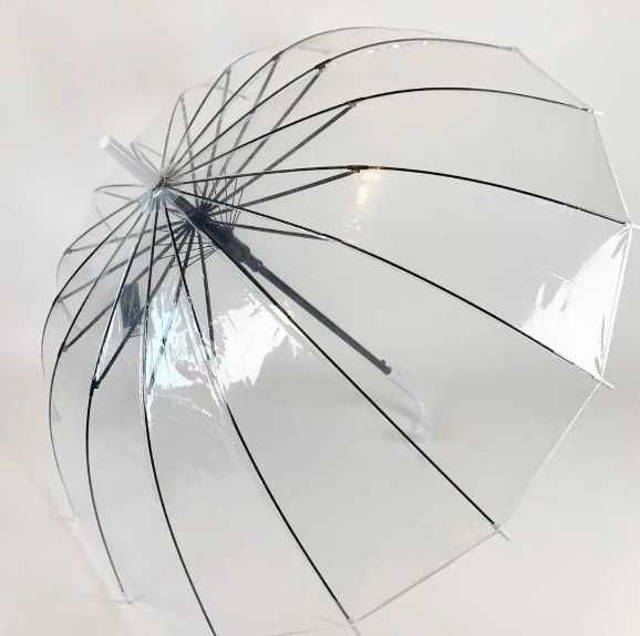 Прозрачный зонт, полуавтомат с белой ручкой от "Top Rain"