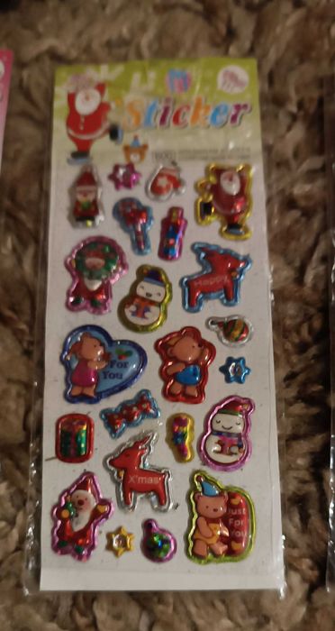 Naklejki puchate na świąteczne prezenty 10 listków + 1 GRATIS