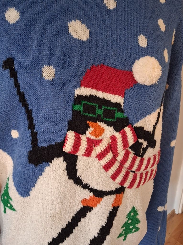 Niebieski świąteczny sweter