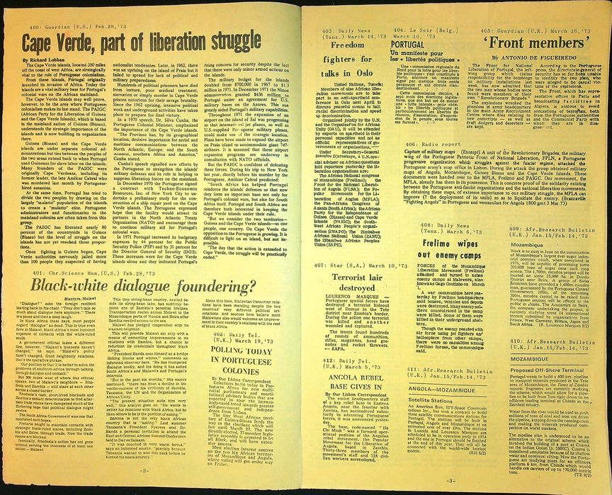 Rara publicação para a História da África Portuguesa - Março 1973