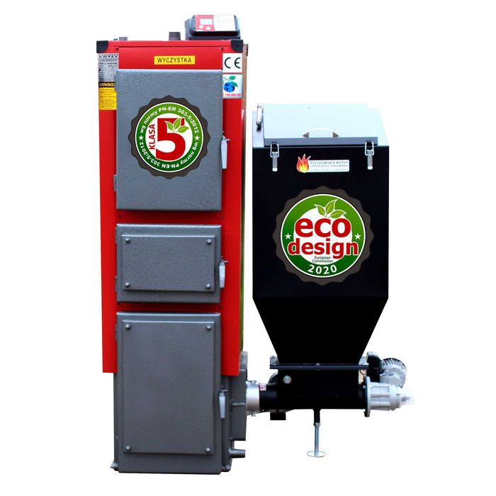 KOTŁY 25 kW Kocioł z PODAJNIKIEM Piec na EKOGROSZEK Klasa 5 Ecodesign