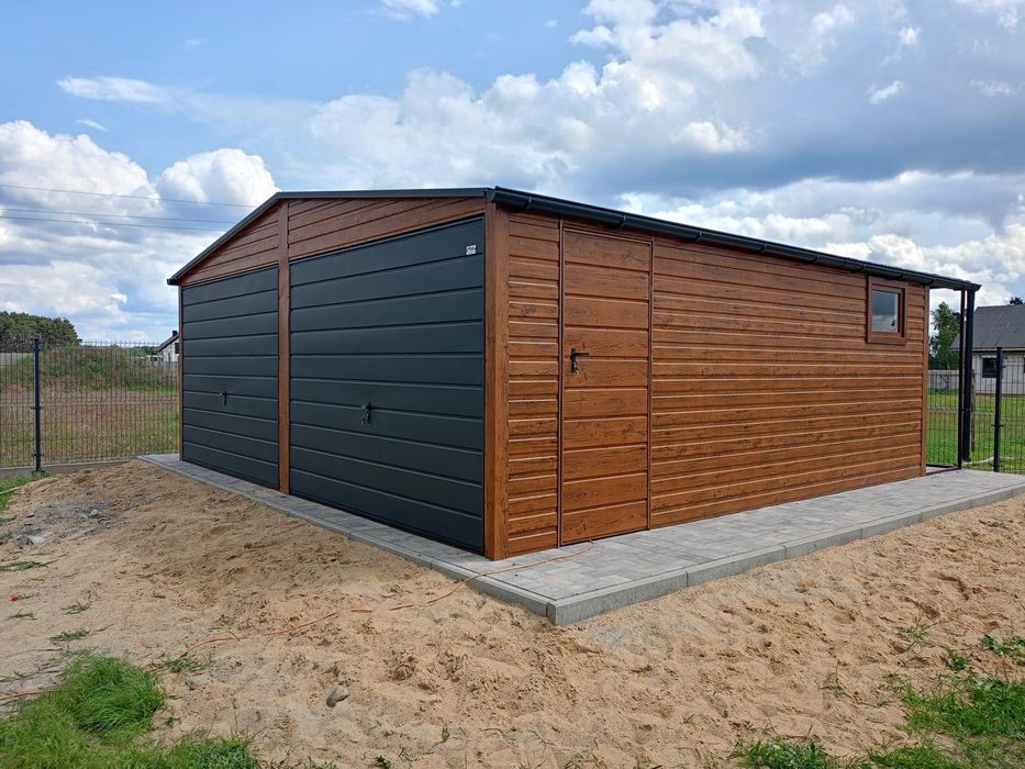 Nowy Garaż blaszany 6 x 6m drewnopodobny Producent Montaż Gratis