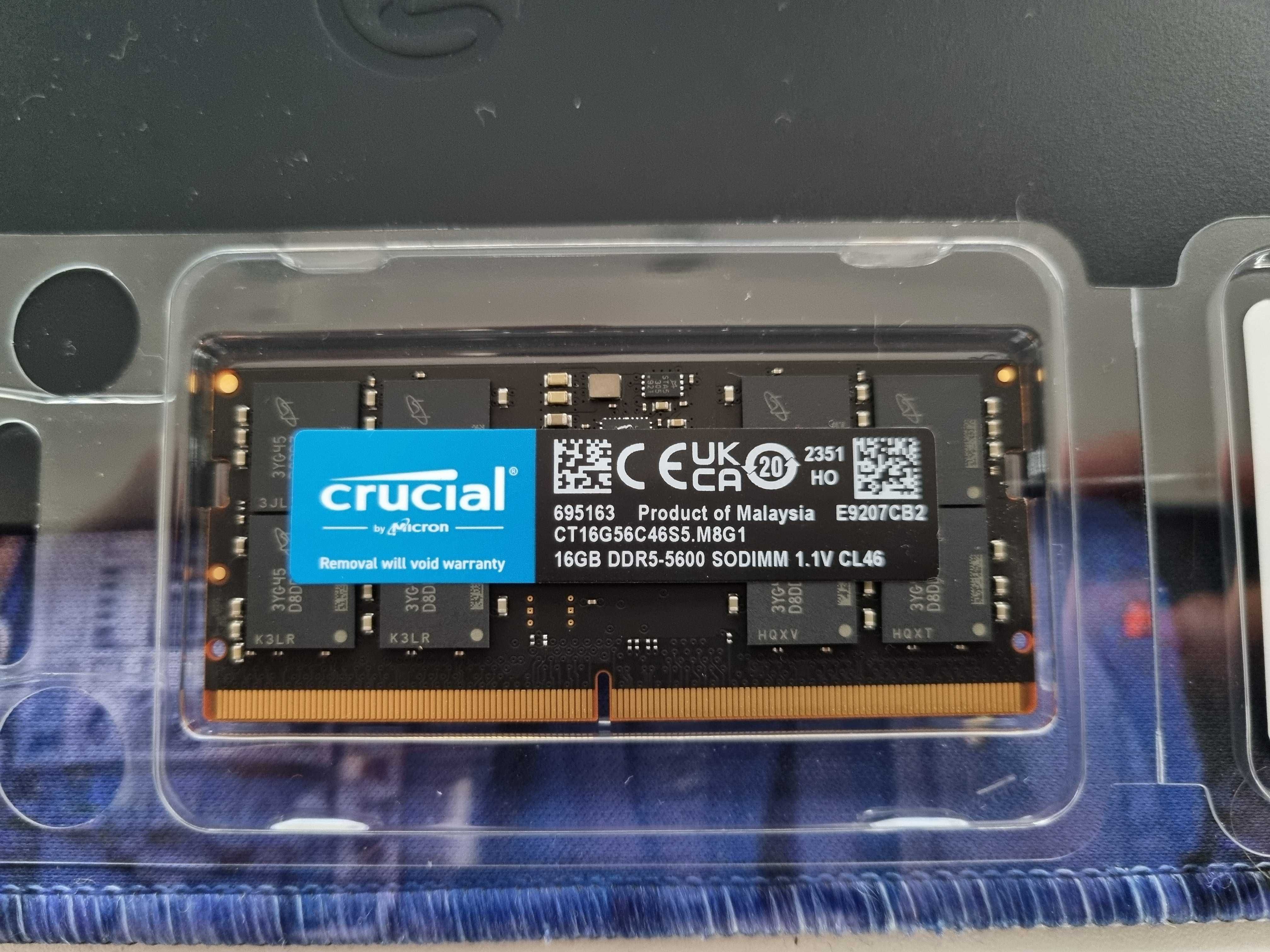 Pamięć RAM do laptopa SODIMM CRUCIAL DDR5 16GB (1x16GB) 5600MHz CL46