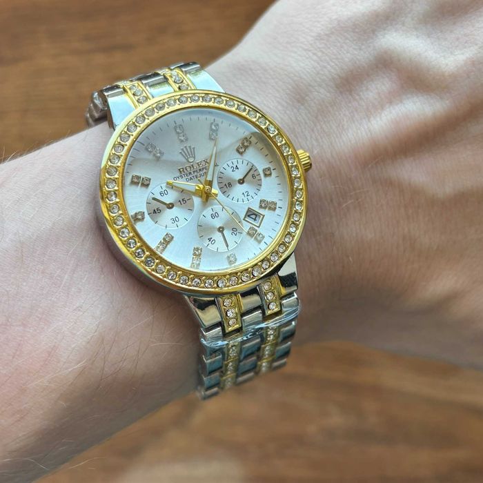 Хіт! Жіночий годинник Rolex на браслеті комбінованого кольору