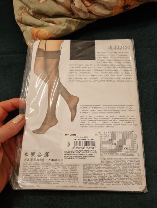 Czarne pończochy do paska 20 den  1/2 Calzedonia