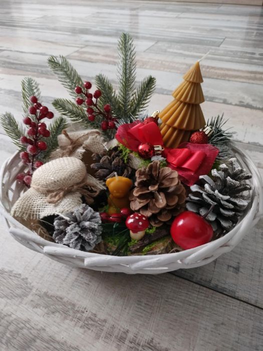 Ozdobny świąteczne, świeczki z wosku pszczelego, zestaw upominkowy