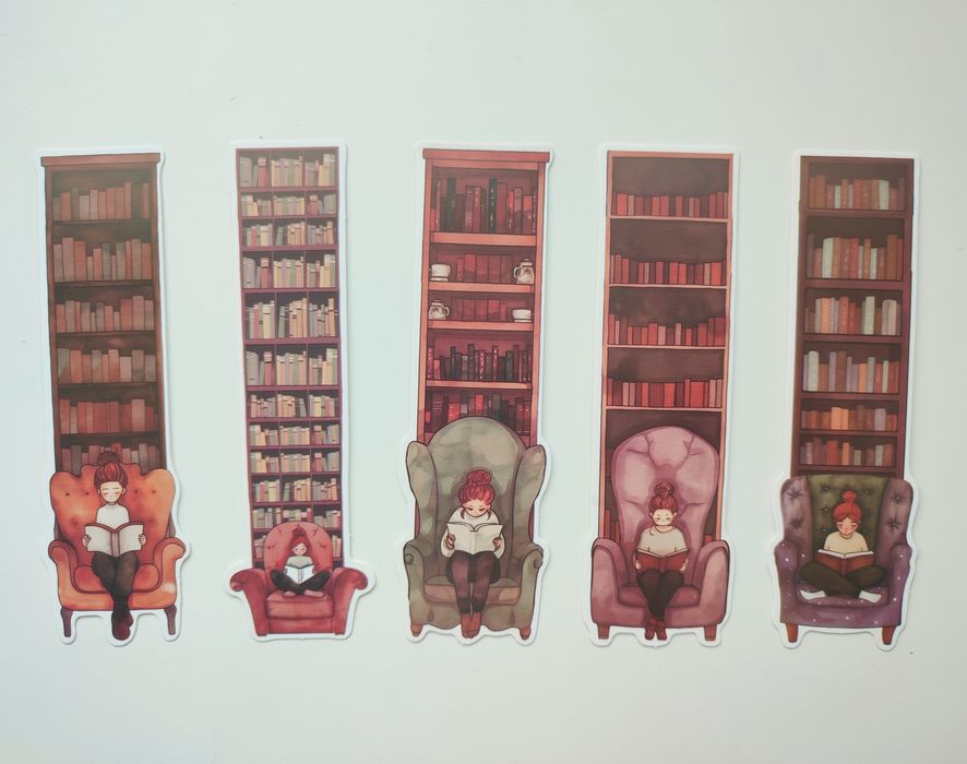 Zakładki do książek - 5 sztuk - kobieta i książki