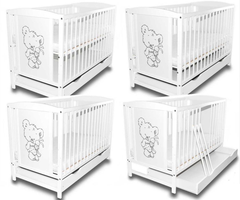 Łóżeczko dziecięce niemowlęce Bajka biała z szufladą Wysyłka darmowa !