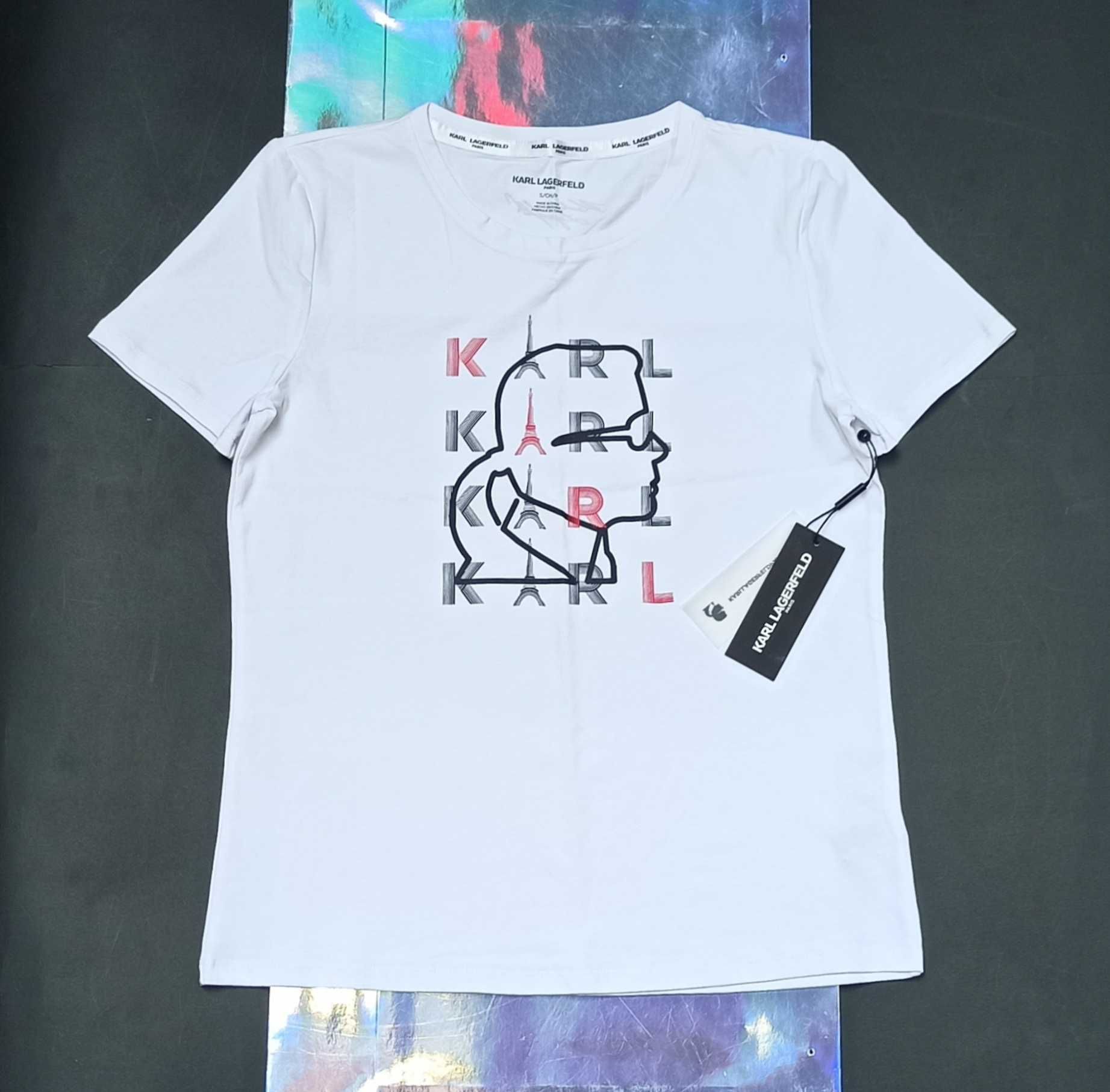 KARL LAGERFELD Oryginalna Koszulka T-Shirt Profil Głowa Bluzka Top