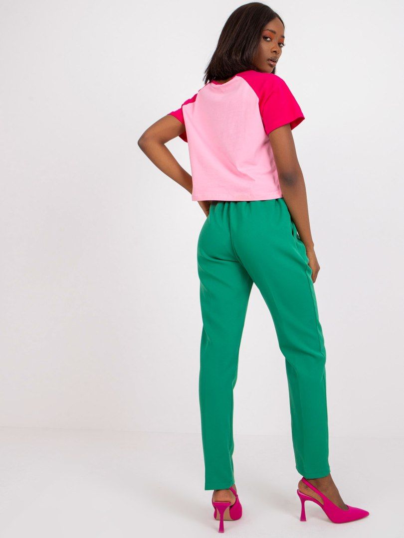 Spodnie garniturowe z paskiem jasno zielone XL