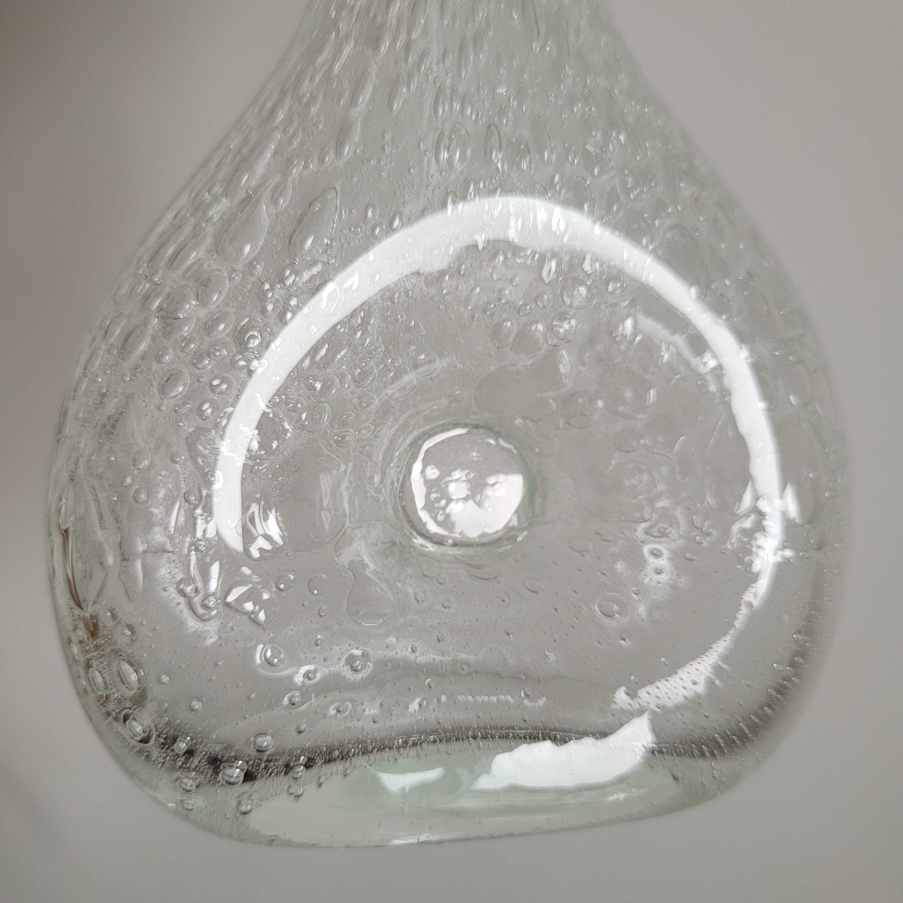 Wazon ręcznie formowany, szkło antico butla z oplotem pępek