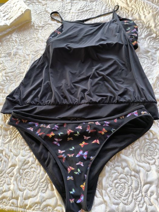 Strój kąpielowy typu tankini czarny rozmiar XL