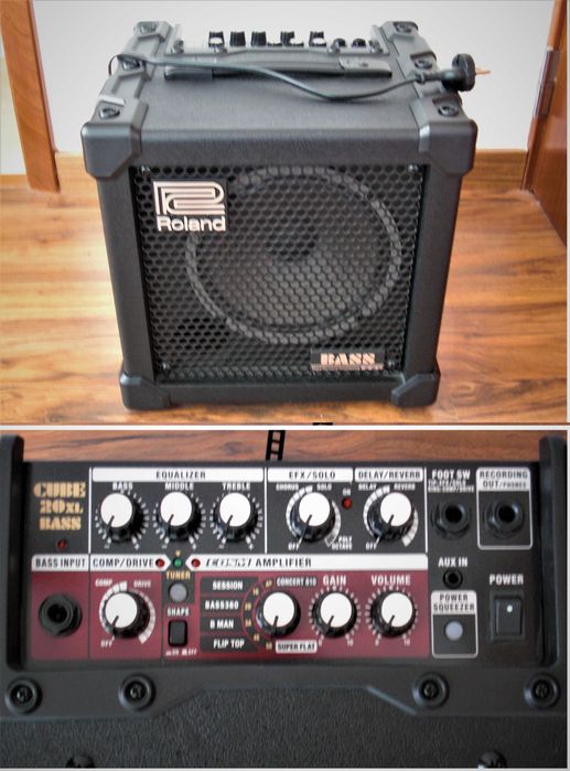 Vendo baixo Samick (para canhotos) + combo Roland