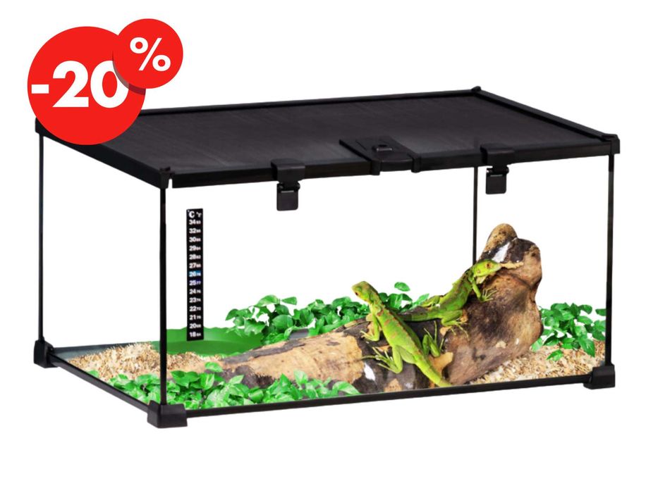 Terrarium Szklane dla Żółwia Węża Gekona Pająka Gadów Termometr OKAZJA