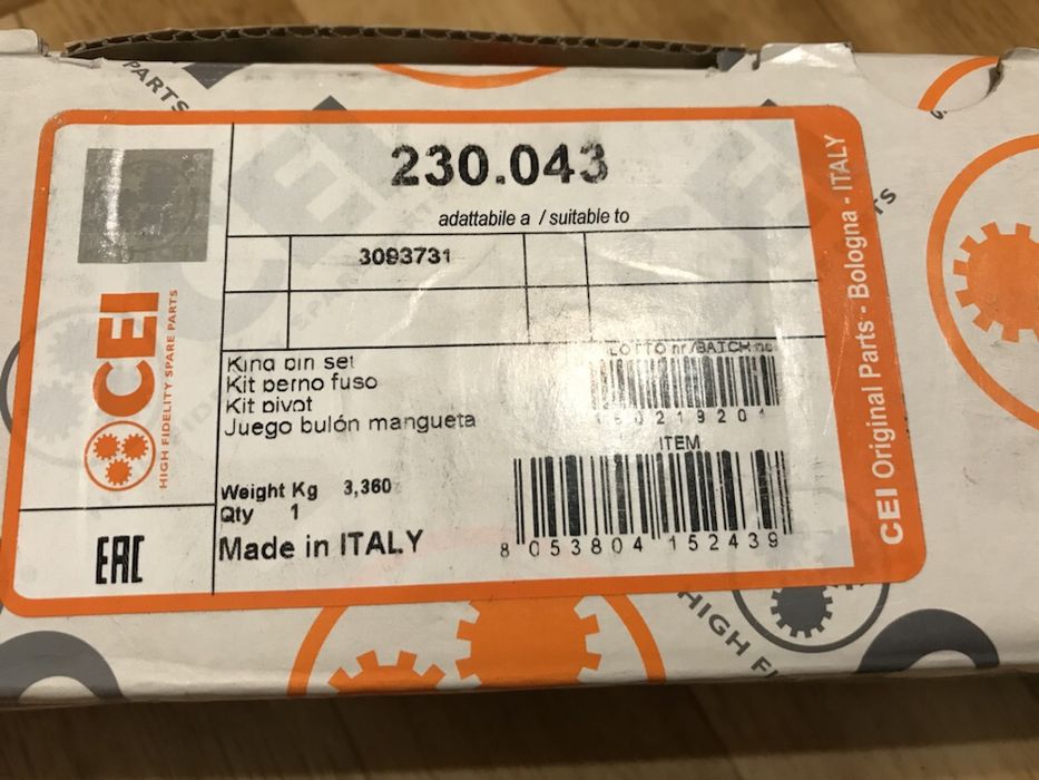 Ремкомплект шкворня CEI 230.043 для Volvo fh/fm
