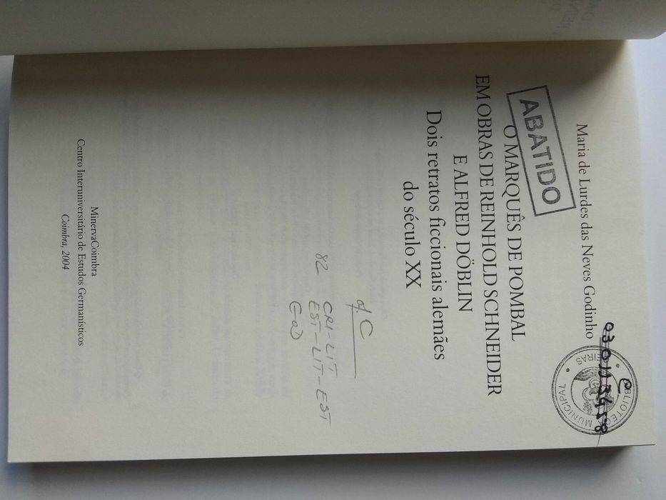 O Marquês de Pombal em Obras de Reinhold Schneider e Alfred Döblin