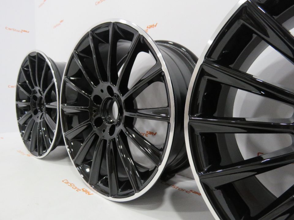 Jantes Look Mercedes Turbine 17 x 7.5 et 35 5x112 Preto + Brilhante