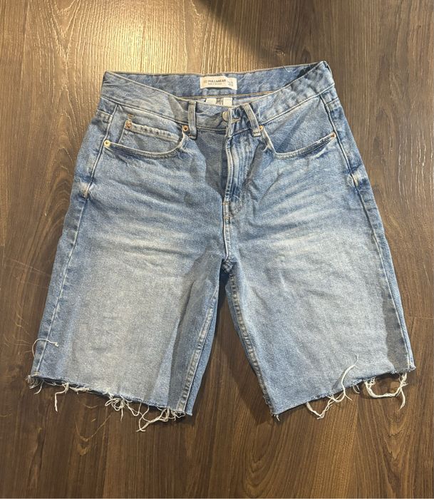 Широкі джинсові шорти на низькій посадці хс