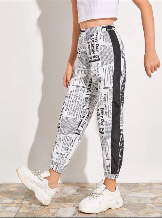 Летние штаны, спортивные штаны для девочки на 9-10 лет, газетный принт