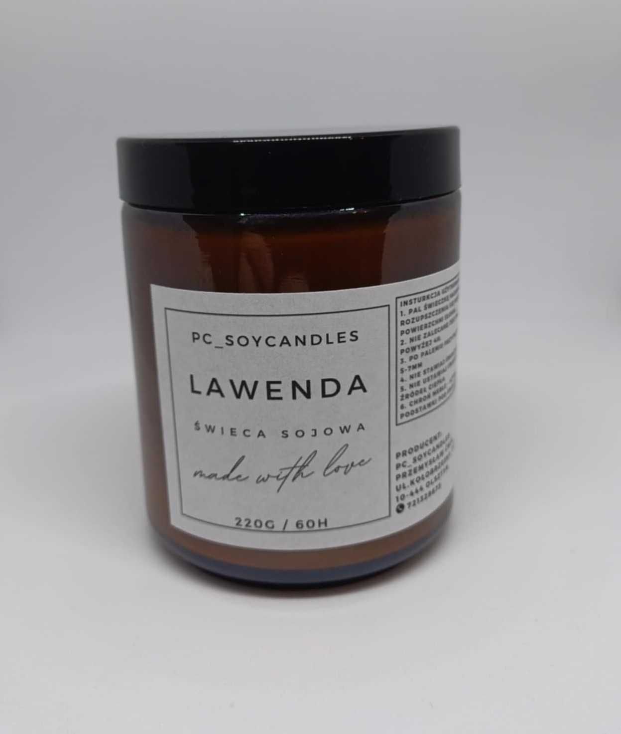Świeca Sojowa Zapachowa Lawenda 250ml 60h Drewniany Knot