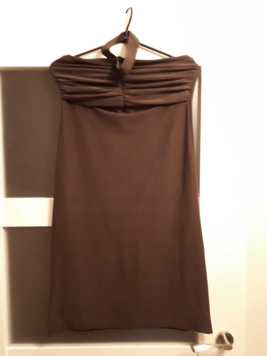 Dopasowana sukienka elastyczna śliwkowy brąz, S/M jak nowa z Anglii
