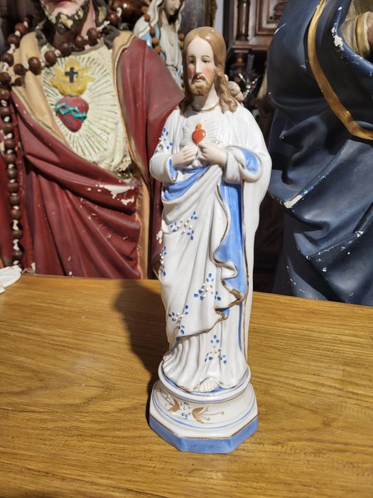 Stara porcelanowa figurka Pan Jezus Najświętsze Serce