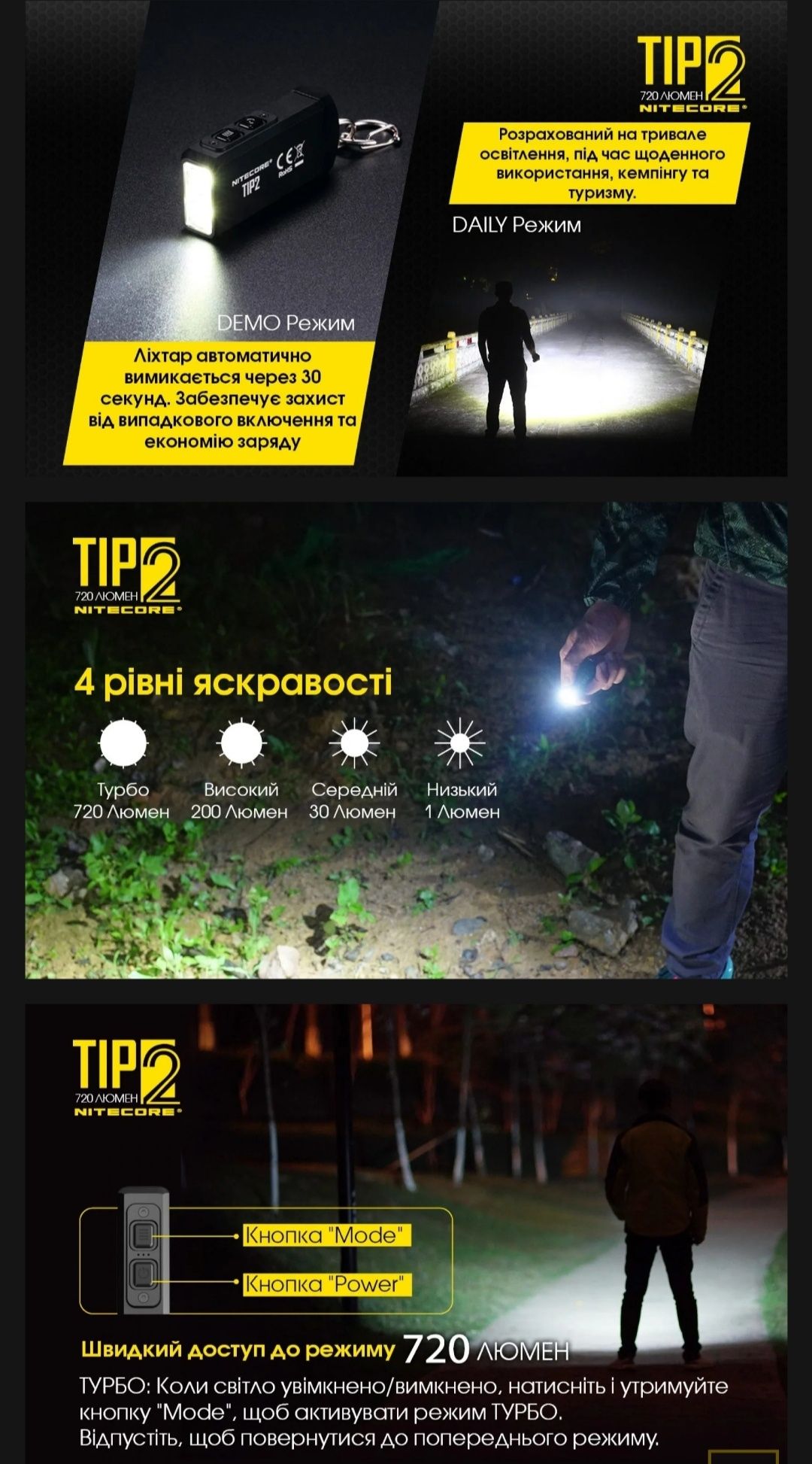 Nitecore Tip 2, 720Lm.