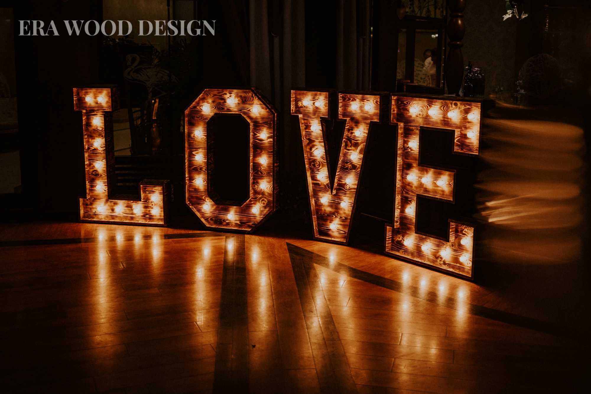 Drewniany napis LOVE dekoracje boho rustyklane las na wesele