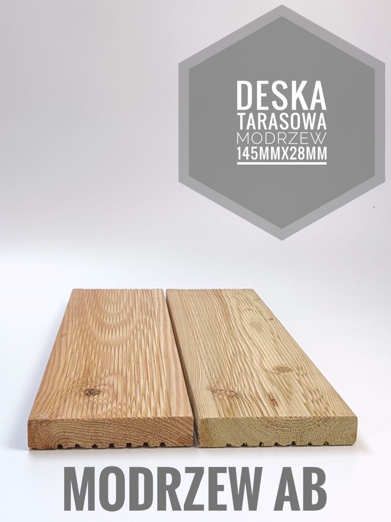 Deska tarasowa Modrzew 145mm x 28mm Kantówka Strugana/RemmersOil/Spax